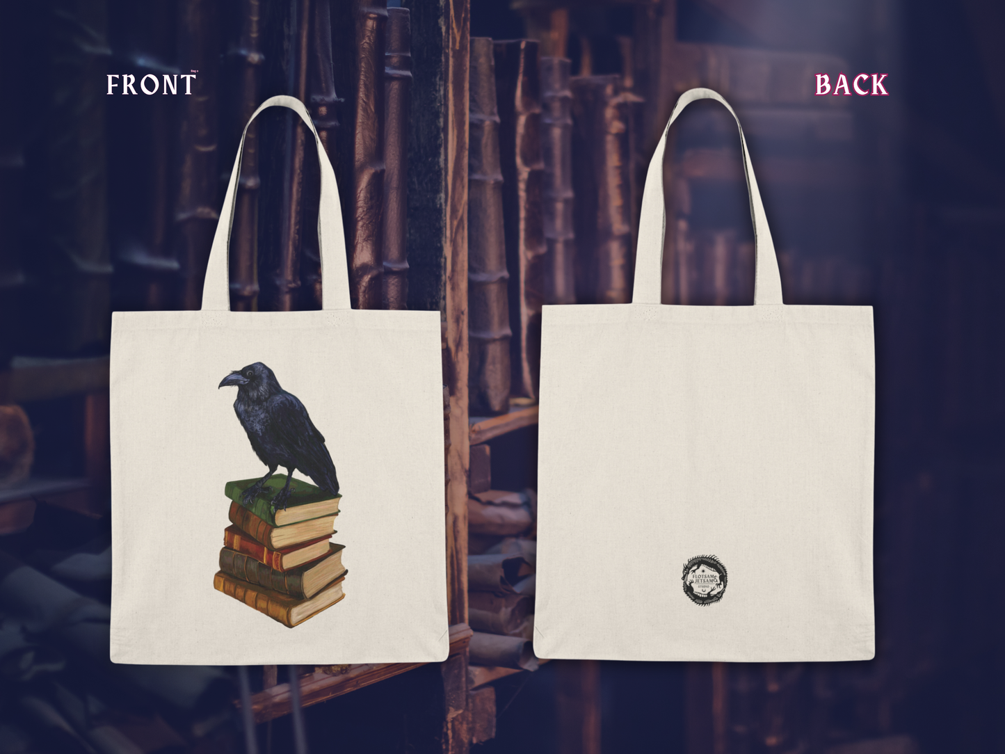 Bookish Morrow (Raven) Tote Bag | 100% Cotton