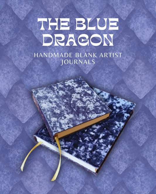 Artist Journal | The Blue Dragon | Electric Blue Velvet | Blank Hand-bound Journal