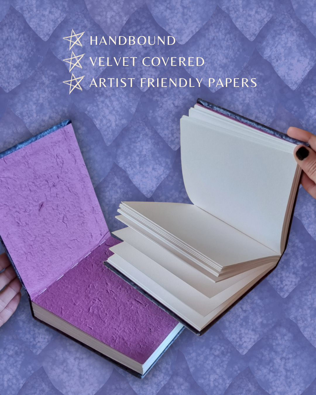 Artist Journal | The Blue Dragon | Electric Blue Velvet | Blank Hand-bound Journal