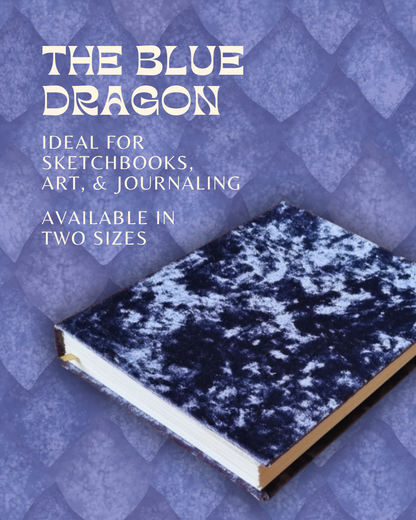 Artist Journal | The Blue Dragon | Electric Blue Velvet | Blank Hand-bound Journal