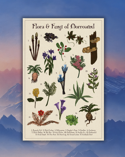 Flora & Fungi of Morrowind Part 2 | Botanical Illustration Fan Art | Art Print