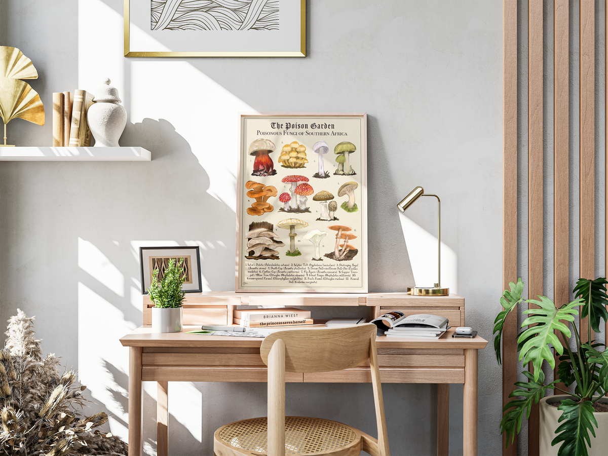 The Posion Garden: Poisonous Fungi of Southern Africa | Botanical Illustration | Art Print